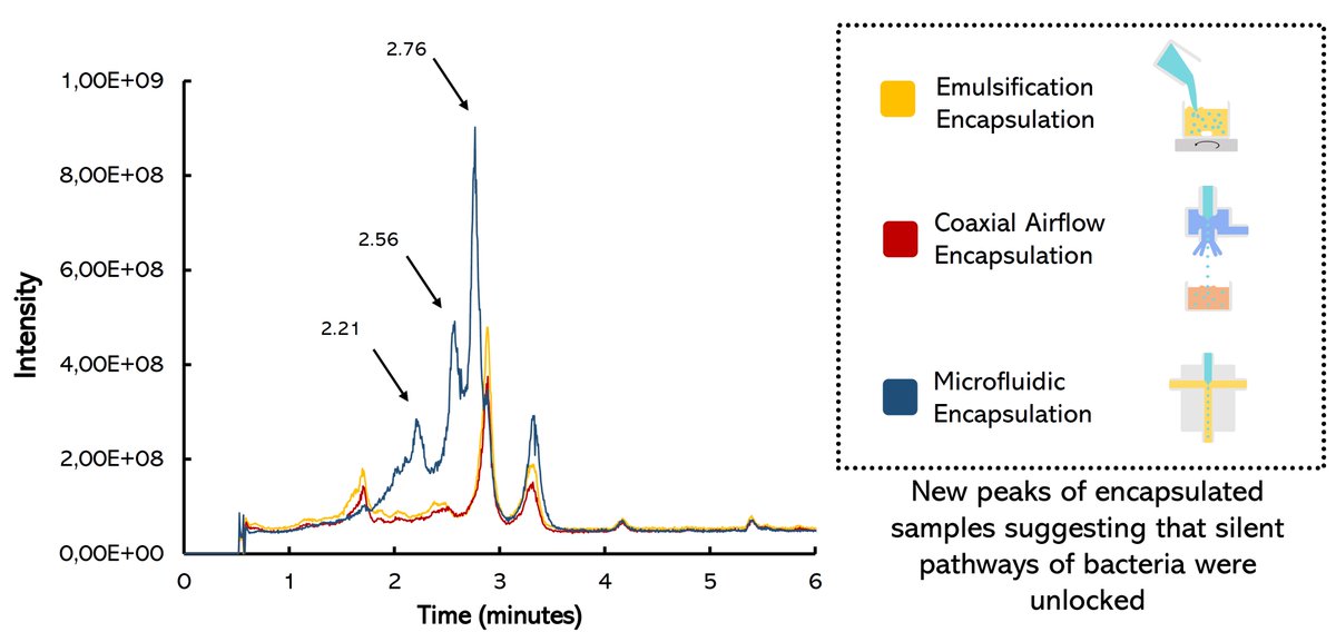 Our recent paper highlights that microencapsulating bacteria using #microfluidics leads to activating silent biosynthetic pathways and consequently production of putatively new secondary metabolites. doi.org/10.1016/j.crbi… @Drchriscartmell @etsmtl @CRCHUM