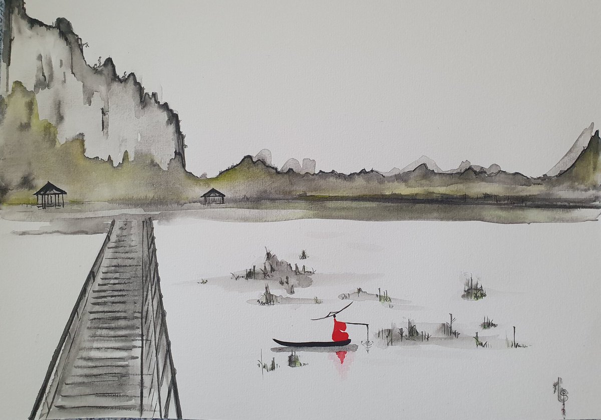 Sam Roi Yot, National Park,Thailand 🇹🇭 
Canson A4, 300g/m2, aquarelle, encre
#aquarellepainting #aquarelle #encre #art #artist #thailand #asia #mountain #landscape #beauty #lake #decor #etsy #etsyshop #fisherman

etsy.com/fr/shop/malisu…