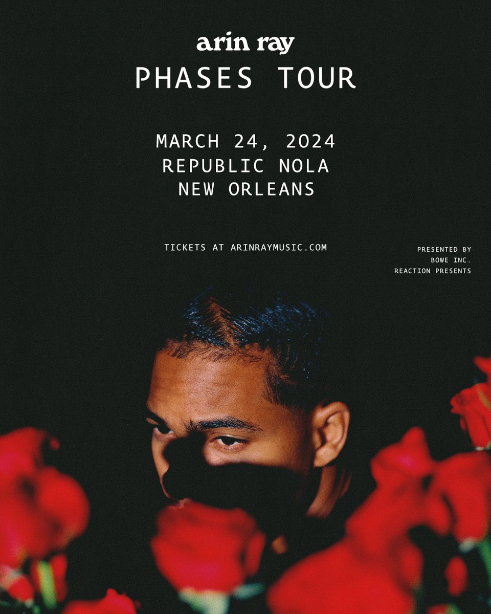 Bowe Inc. (@boweobrien) on Twitter photo JUST ANNOUNCED: <a href="/ArinRayCamp/">Arin Ray</a> #PhasesTour in New Orleans at <a href="/RepublicNOLA/">REPUBLIC NOLA</a> March 24th! 
Tickets on sale NOW
🎫:: bit.ly/arinnola JUST ANNOUNCED: <a href="/ArinRayCamp/">Arin Ray</a> #PhasesTour in New Orleans at <a href="/RepublicNOLA/">REPUBLIC NOLA</a> March 24th! 
Tickets on sale NOW
🎫:: bit.ly/arinnola