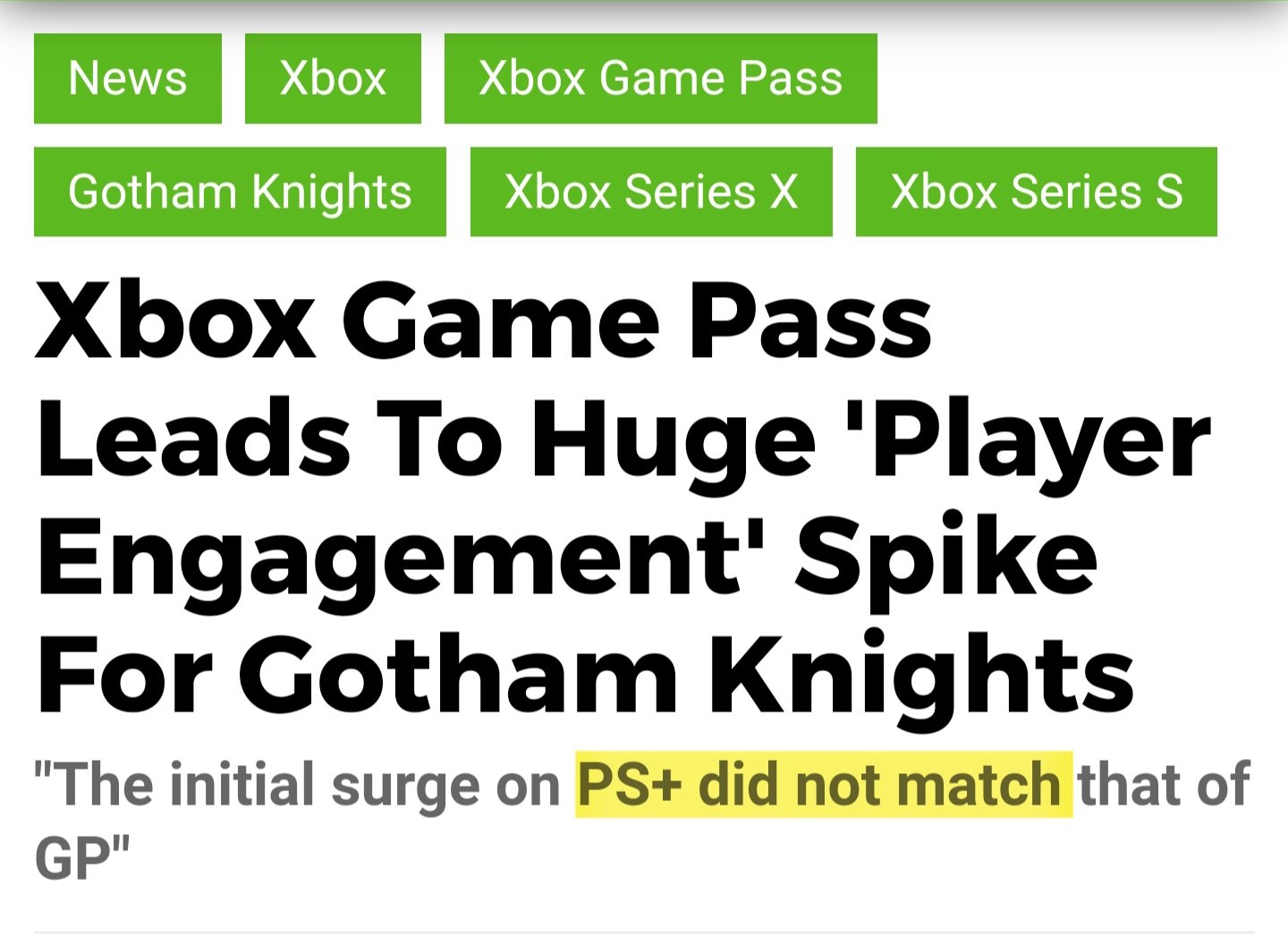 Xbox Game Pass Leads To Huge 'Player Engagement' Spike For Gotham