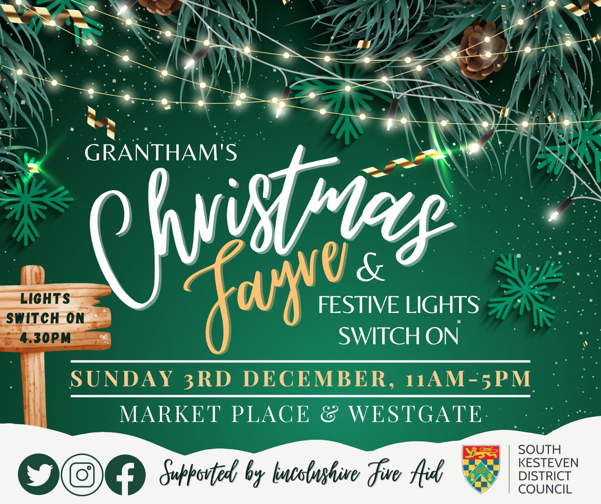 ❤️ Celebrate the festive season at the Grantham Christmas Fayre and Festive Lights Switch On

📣 We've got some fantastic food and drink, beautiful decorations and festive fun for all the family. 

👉ow.ly/5cbR50Q6mC4