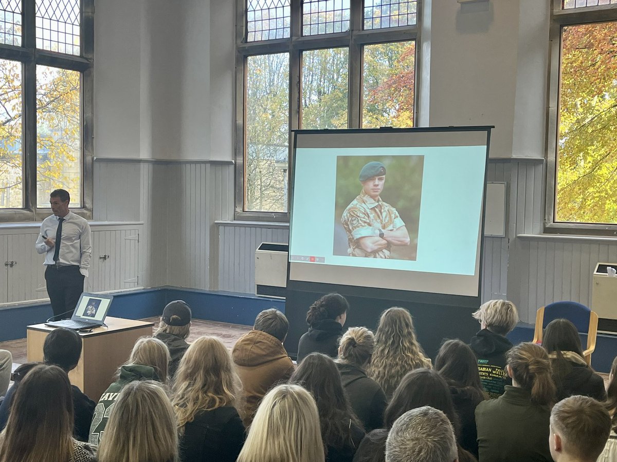 The sixth-form came together for our remembrance assembly this morning. It focused on remembering what unites us as humans at times of conflict and featured a moving tribute to Scott Taylor, a former student who served in the Royal Marines and lost his life in Afghanistan.