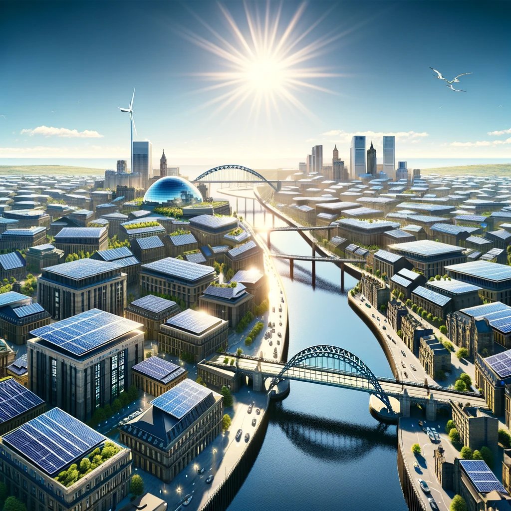 Newcastle covered in solar panels.