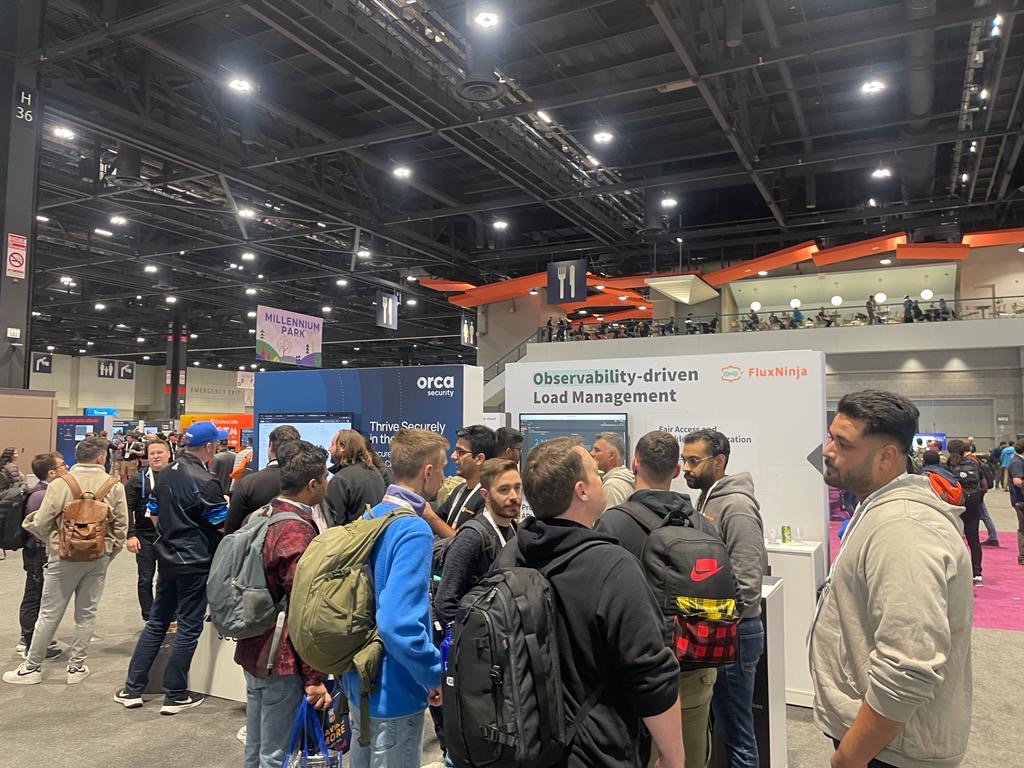 FluxNinjaHQ's tweet photo. Incredible week at #KubeCon + #CloudNativeCon!
Huge thanks for visiting our booth and joining our rooftop event.

We're grateful for the curiosity shown towards FluxNinja Aperture and its role in ensuring a seamless user experience during peak loads.

See you at the next event! https://t.co/fzGkwD5fEx