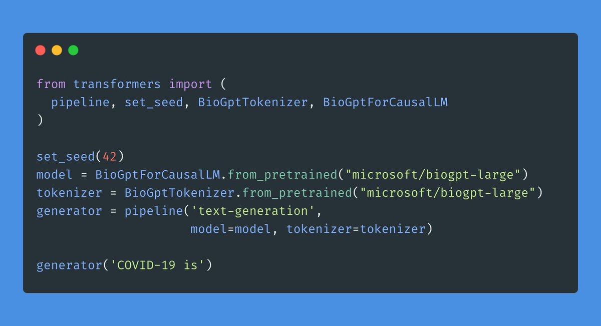 BioGPT-Large was just released by @Microsoft 🤩 Trained from scratch on biomedical text, it's the current leader on the #PubMedQA benchmark at 81% accuracy (human performance = 78%). It's also freely available on the @huggingface hub to try out (and fine-tune)!