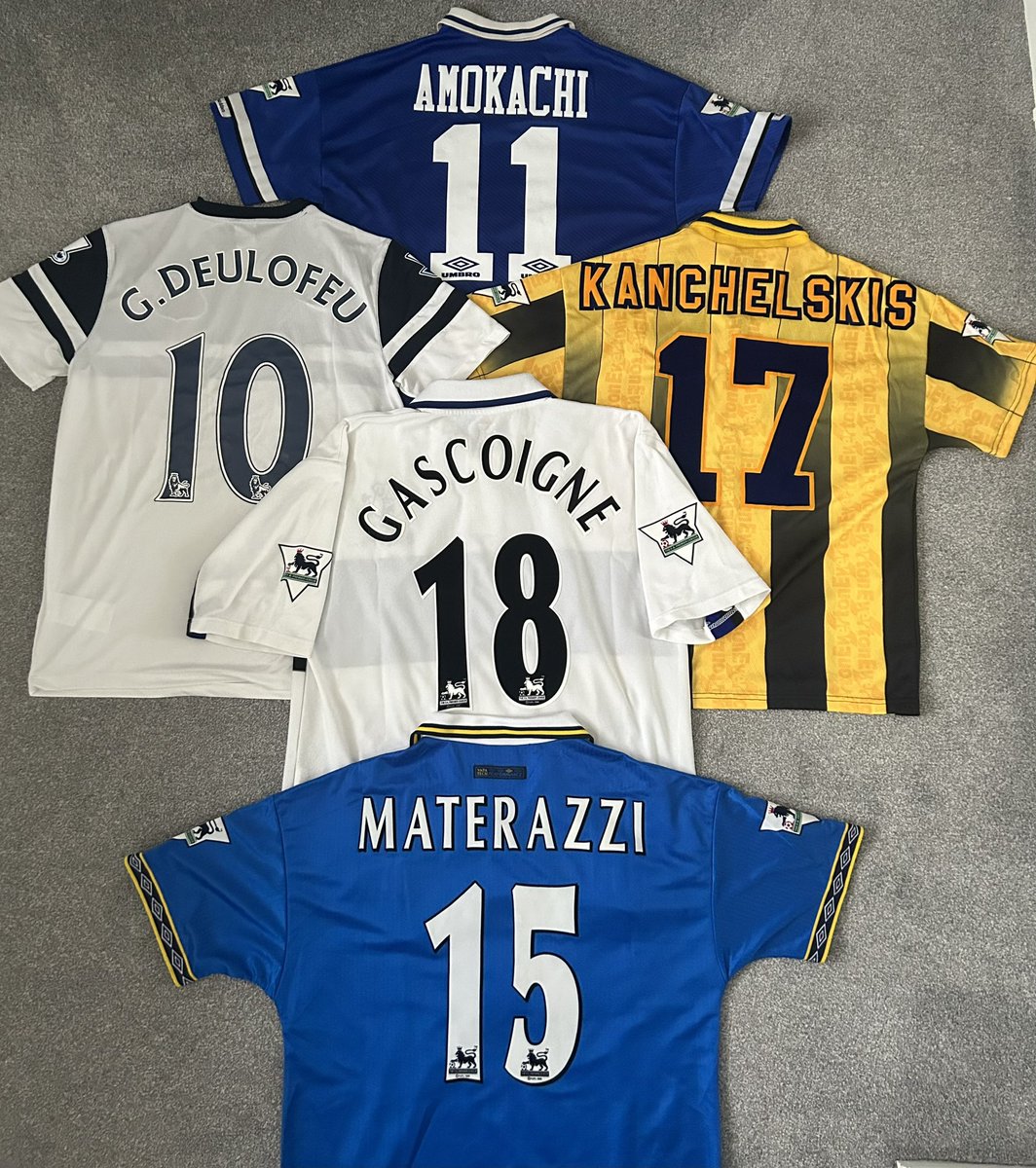 More artistry from @Ftprint3 re-energising these @everton @AmokachiTheBull @gerardeulofeu @PaulGazza_8 @AAKanchelskis & @iomatrix23 with name & number sets, highly recommended @bluetoffee9 @efcshirts #Everton Ready for a 5 side now 💙