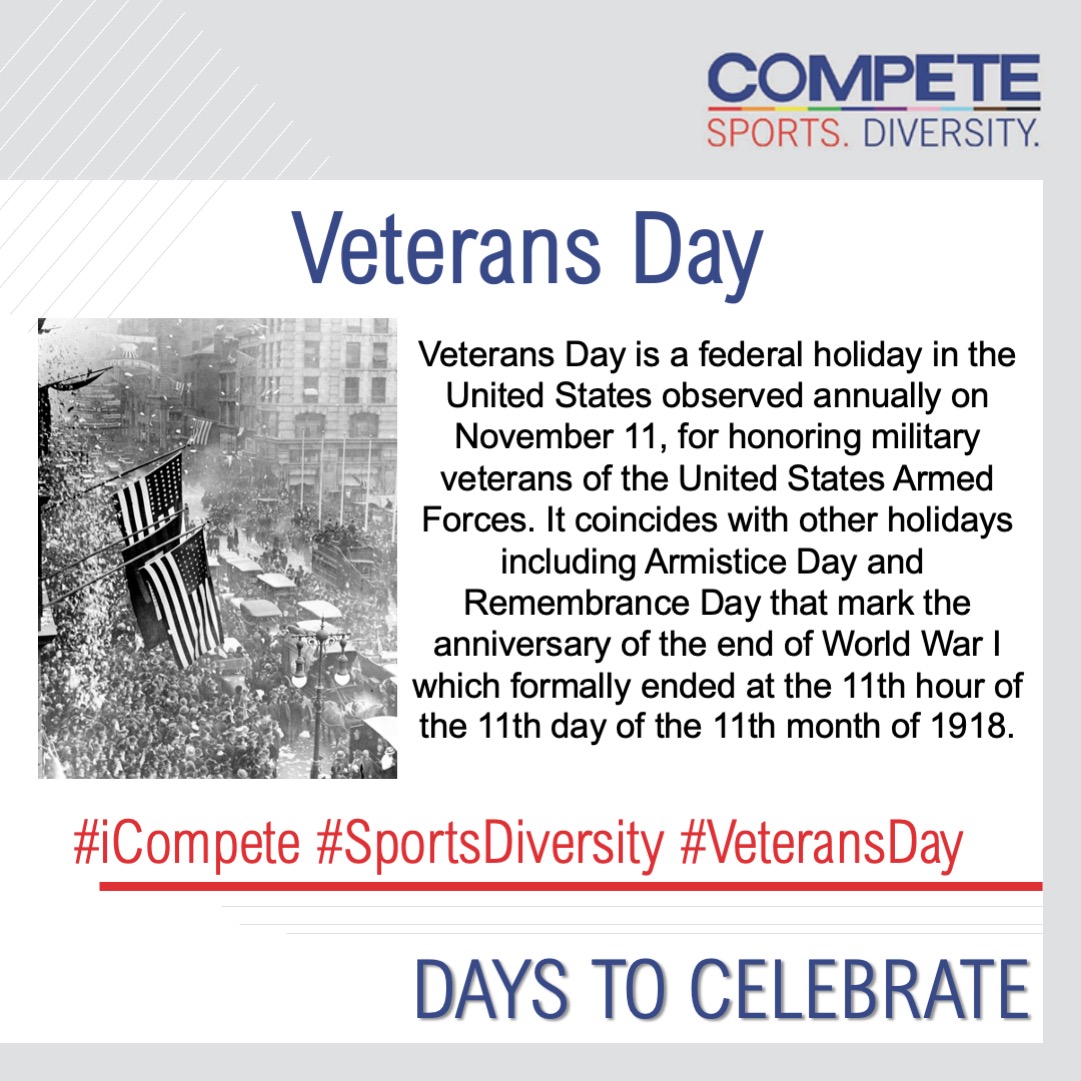 Our mission in sports diversity would not be possible if not for the brave LGBTQ+ people who defied discrimination to serve honorably in the armed forces, even if their sacrifice was not recognized as such. #iCompete #SportsDiversity #VeteransDay #ArmisticeDay #RememberanceDay