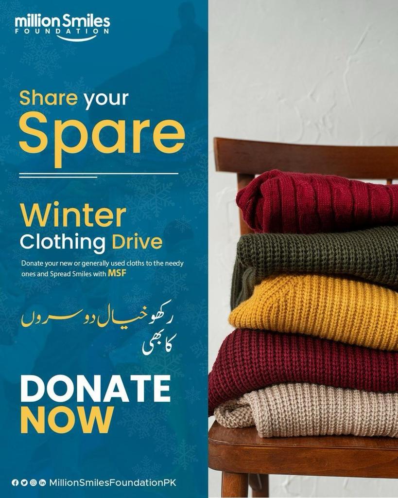 baeemaan__'s tweet image. &quot;In the heart of winter season, let our kindness be the flame that warms souls.&quot;
#MillionSmilesFoundation.
Share, Donate and SMILES for HUMANITY.
#SmilesforHumanity
#WinterClothingDrive
