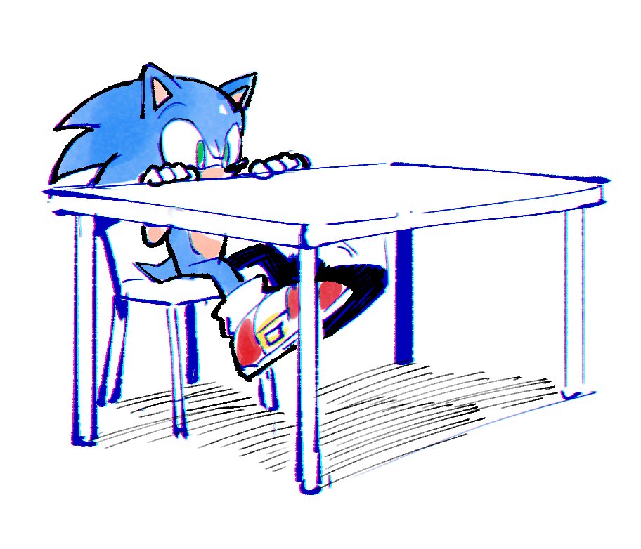 sonic the hedgehog 1boy male focus solo gloves white gloves shoes table  illustration images