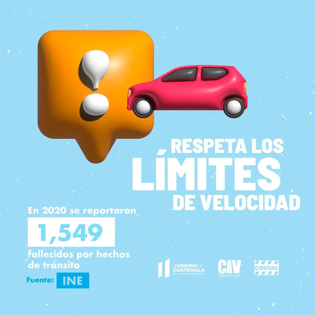 gobchiquimula's tweet image. ¡Respeta los límites de velocidad!

En 2020, el INE Guatemala, reportó 1,549 fallecidos por hechos de tránsito. Al conducir somos responsables, no solo de nuestras vidas, sino también de la de los demás. #CuidémonosTodos