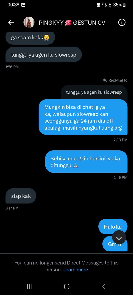 HELP RT

THREAD SCAMMER GESTUN PAYLATER @pingkyyelsh

NO HP : 087837551016
 / 0856046921153

balikin saldo gue 350k jahanam bgt lo, semoga hari² kedepannya akan terus buruk ya mba. nyari duit si nipu

#CV #gestun #scammer #SCAM #penipu #zonaba #zonaBU #zonauang #Zonajajan