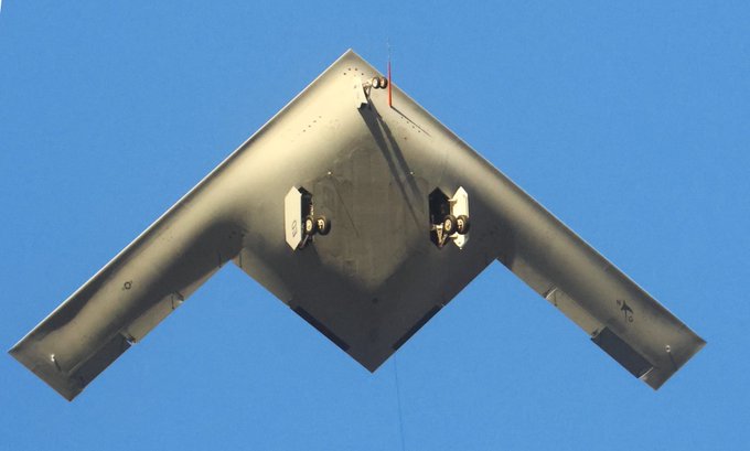 Rotated image of the B-21 raider's first flight.