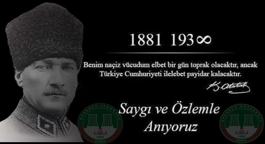 Cumhuriyetimizin kurucusu Ulu Önder Gazi Mustafa Kemal Atatürk'ü ebediyete intikalinin 85. Yılında saygı rahmet ve minnetle anıyoruz.