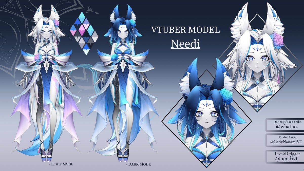 I like to announce the reveal of @NeediVT model! this was a massive collaboration model between me and another artist to bring needi model to life @WhatJuz as the concept base artist and me as the model artist please give them all the love and support! #vtuber #ENVtubers