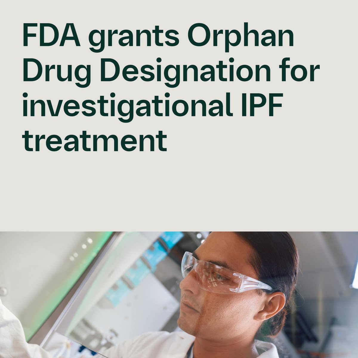 #NEWS: We are proud to announce that the @US_FDA has granted Orphan Drug Designation to our investigational compound for the potential treatment of idiopathic pulmonary fibrosis (#IPF). Learn more: bit.ly/47uv0OD