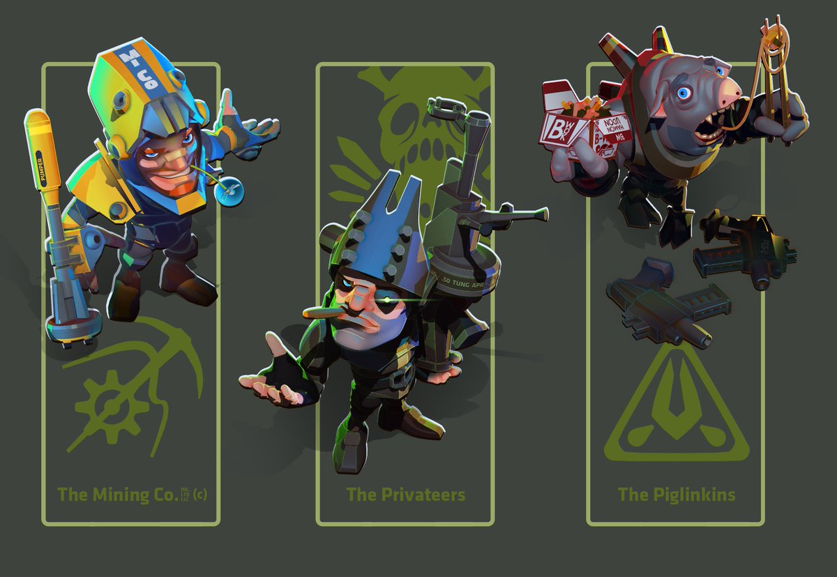 expansion_vr's tweet photo. Happy Friday, commanders! To add some extra color to your weekend, we're unveiling the initial stages of our cool character concepts. Today, the spotlight is on the trio: Miner, Privateer, and Piglinkin!  

#indiedev #gamedev #indiegame #VRGaming https://t.co/xu3RGZSi6b
