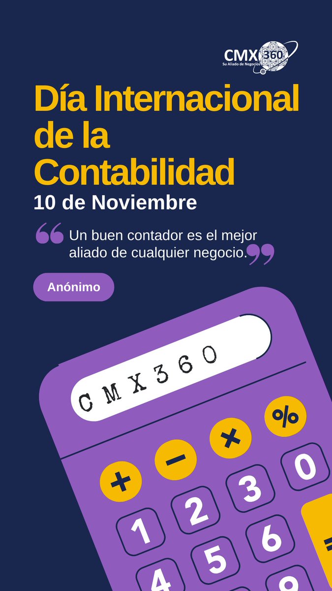 CMX360_'s tweet photo. Hoy conmemoramos el #DíaDeLaContabilidad, reconociendo la importancia de cada contador en el mantenimiento de la estabilidad financiera.

¡Gracias por su compromiso y profesionalismo! 📈👏

#CMX360 #Contabilidad #Díadecontabilidad #Contadores #Conmemoración https://t.co/9FJtJQTOAP