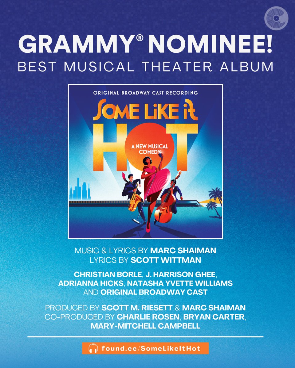 Scott M. Riesett (@scottmriesett) on Twitter photo A huge congratulations to @marcshaiman , #ScottWittman, <a href="/CRosenMusic/">Charlie Rosen</a>, <a href="/BryanCarterJazz/">Bryan Carter</a>, <a href="/MaryMitchellC/">MMC</a>, <a href="/ConcordShows/">Concord Theatricals</a> & <a href="/SLIHmusical/">Some Like It Hot Musical</a>! So happy to see this album get #Grammy nominated. It would not have been possible without @LawManchester and #SamuelHoad.
found.ee/SomeLikeItHot A huge congratulations to @marcshaiman , #ScottWittman, <a href="/CRosenMusic/">Charlie Rosen</a>, <a href="/BryanCarterJazz/">Bryan Carter</a>, <a href="/MaryMitchellC/">MMC</a>, <a href="/ConcordShows/">Concord Theatricals</a> & <a href="/SLIHmusical/">Some Like It Hot Musical</a>! So happy to see this album get #Grammy nominated. It would not have been possible without @LawManchester and #SamuelHoad.
found.ee/SomeLikeItHot