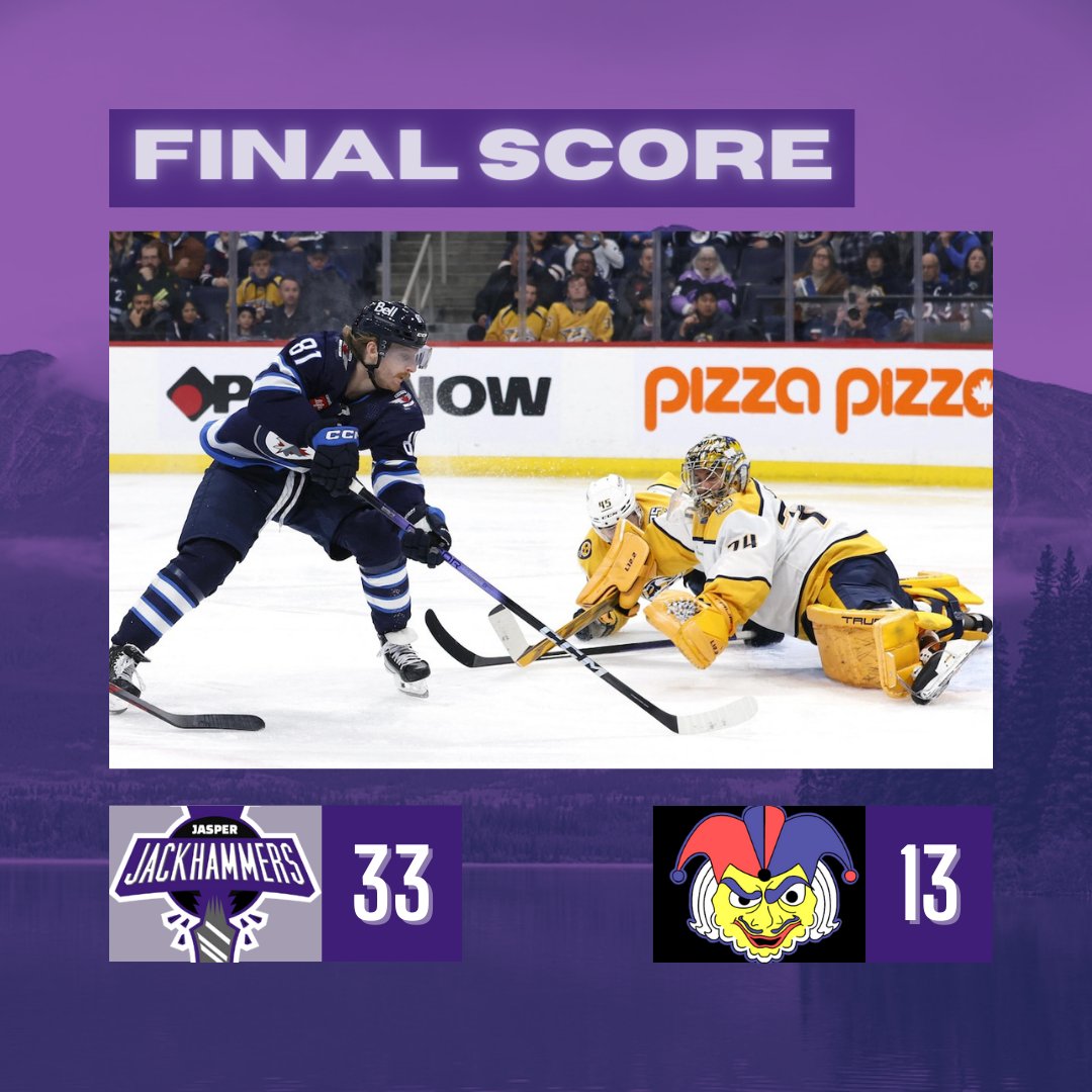 JackhammersCCHL's tweet photo. Here was the final score yesterday. Oh and by the way, that's our 4th win in a row! 
A Kyle Connor hat trick helps a lot! 
🍗🍗🍗

#JackedUp https://t.co/hx6nrbwARQ