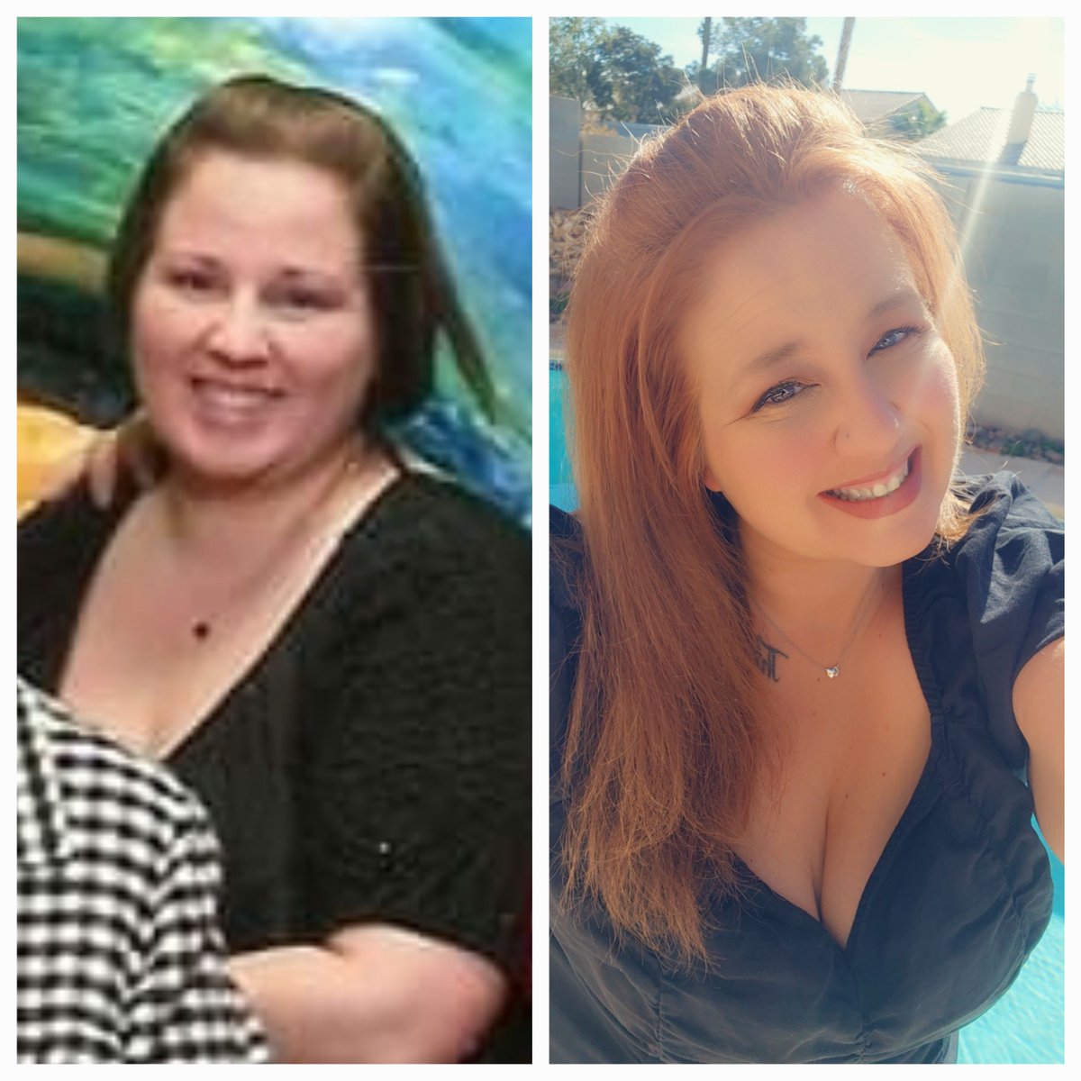 I have a love/hate relationship w/ old pictures of myself. Thank goodness time has been kind & I've lost some weight. Still have a long way to go but these side by side motivate me #facetofacefriday #12yearsapart #weightlossjourney #illbehotoneday