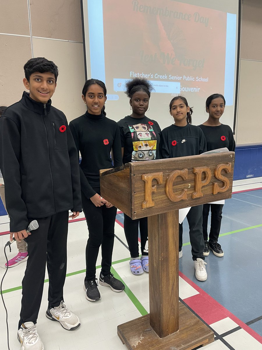 FletchersSrPS's tweet photo. Thank you to Mme @JhurrySmita, Mrs. Gabria and their teams for organizing such a memorable #RemembranceDay assembly for our school. It was a powerful reminder of sacrifice and courage. Let’s honour those who served and continue to serve. #gratitude @PeelSchools https://t.co/FZUxj0Z3gG
