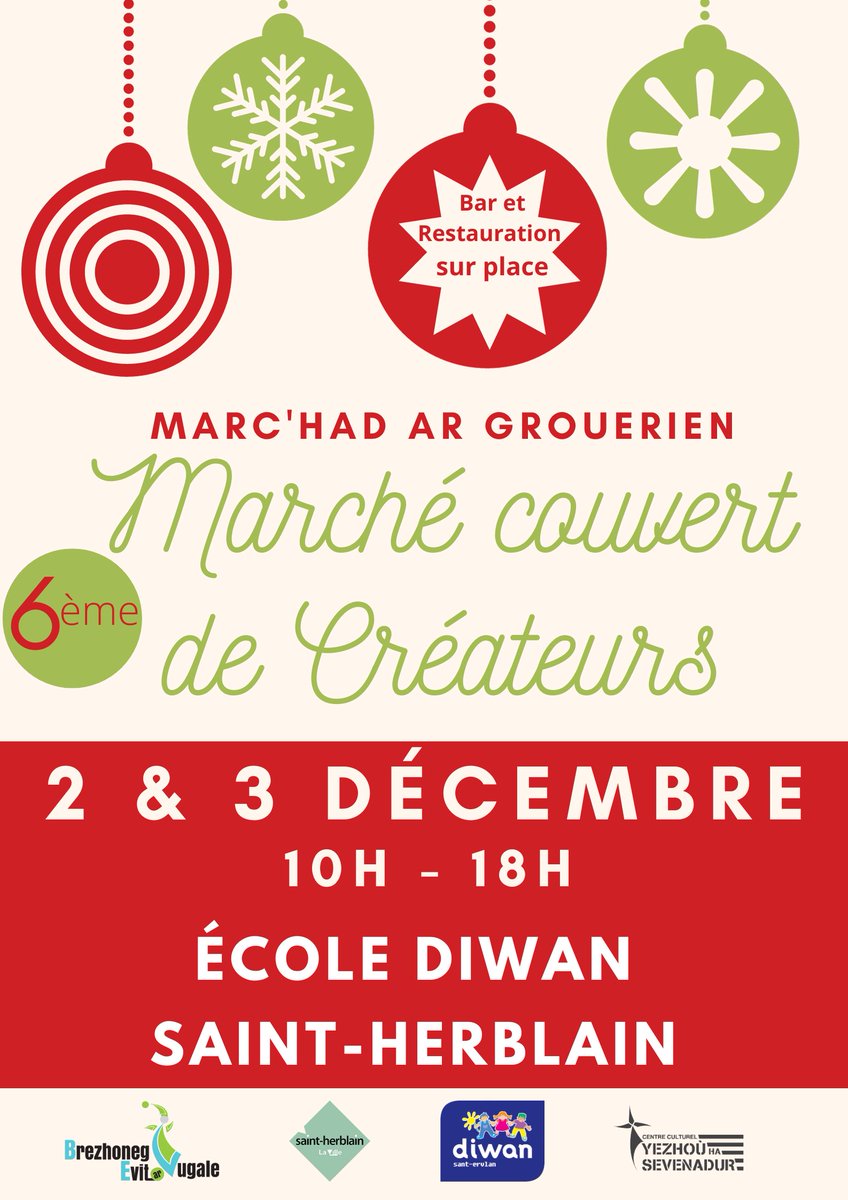 Notre Marché de #Noël couvert revient pour votre plus grand plaisir ! 🎄RDV le week-end des 2 &amp; 3 décembre 2023 près de #Nantes dans une ambiance chaleureuse et familiale, à la quête du parfait cadeau 🎁: beau, original, local... bref, artisanal ! 😉