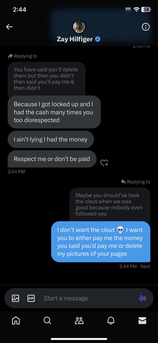 I have asked you nicely multiple times &amp; you have just been rude. Either pay me my money or delete my pictures off of your pages.