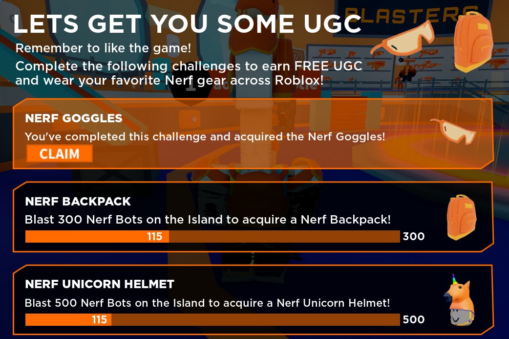 reddi41 on X: You can now join Nerf Extraction to earn 3 Free UGC Limited.  All you need to do is nerf 100, 300 and 500 bots. 500 will get you all