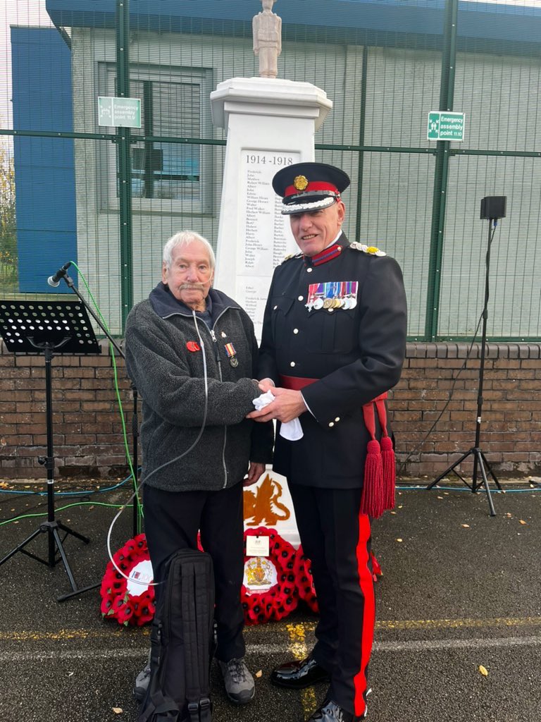 I wish I could bring my Grandad to work every day! He was invited by my school <a href="/WalesHigh/">Wales High School</a> to attend our Remembrance assembly today after recently receiving his Nuclear Test medal for his services in the navy, so he came decorated for the occasion🎖️🥹#Proud #RemembranceDay2023