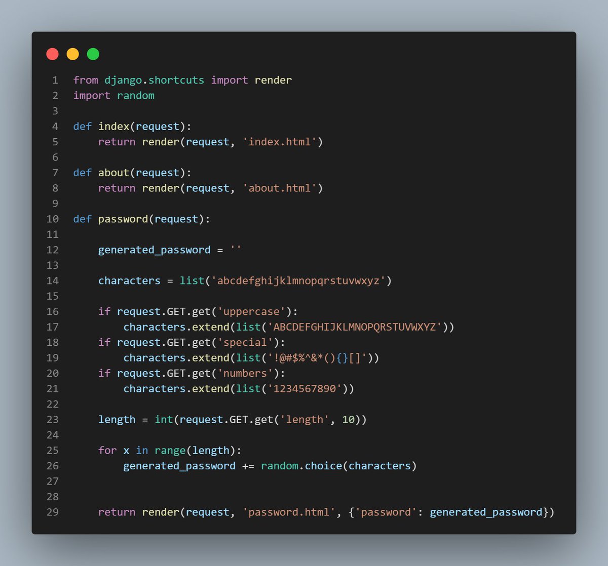 Jarez_Dev's tweet image. #100DaysOfCodepython #100DiasDeCodigo #pythoncode
Día 63 : Hice un generador de contraseñas en Python    con la librería  random. Añadí la función de copiar contraseñas al portapapeles usando  JavaScript y encontré ejemplos con la búsqueda &quot;copy to clipboard  javascript&quot;