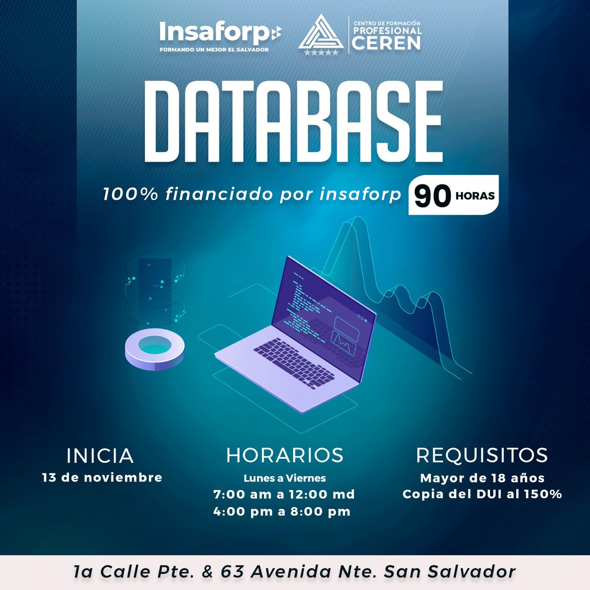 💻🖥 𝐂𝐔𝐑𝐒𝐎𝐒 𝐃𝐄 𝐎𝐑𝐀𝐂𝐋𝐄 𝐀𝐂𝐀𝐃𝐄𝐌𝐘
INSAFORP pone a disposición para la juventud programas de capacitación de "𝐃𝐚𝐭𝐚𝐛𝐚𝐬𝐞” curso de ORACLE ACADEMY.
100% Financiados por INSAFORP, si costo para el participante.
Para más información 📲 7851-9908 📲 7730-0180