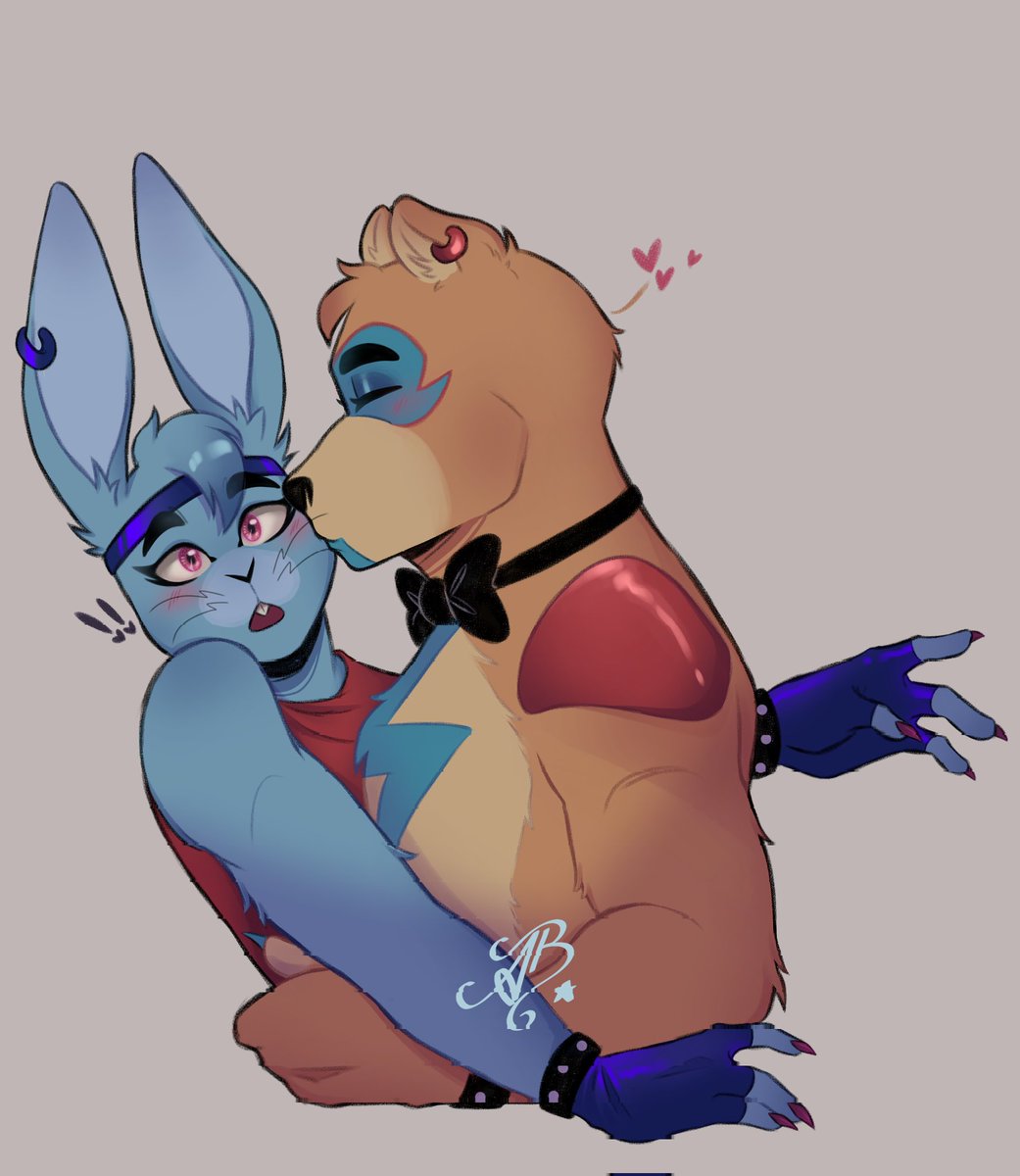Careful Bonnie, or he might end up kissing you the whole day. ⭐

#GlamrockBonnie
#glamrockfreddy #fronnie #fnaf #fivenightsatfreeddys #glamrockfronnie #FNAFRuin