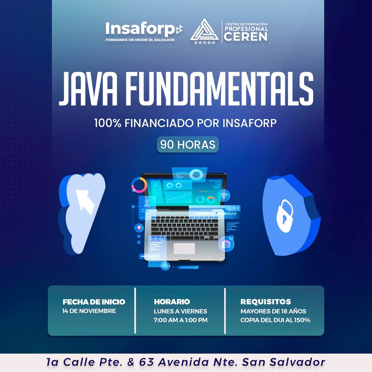 💻🖥 𝐂𝐔𝐑𝐒𝐎𝐒 𝐃𝐄 𝐎𝐑𝐀𝐂𝐋𝐄 𝐀𝐂𝐀𝐃𝐄𝐌𝐘
INSAFORP pone a disposición de la juventud programas de capacitación de "𝐉𝐀𝐕𝐀 𝐅𝐔𝐍𝐃𝐀𝐌𝐄𝐍𝐓𝐀𝐋” curso de ORACLE ACADEMY.
100% Financiados por INSAFORP, si costo para el participante.
Información 📲7851-9908 📲7730-0180