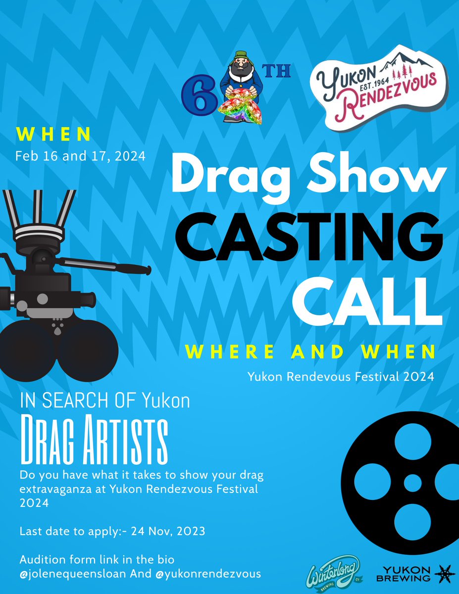 Do you have what it takes to show your drag extravaganza at YK Festival 2024? 
This is a Casting call to be a part of an iconic drag show this coming Feb, 2024
Audition form link 
docs.google.com/.../1FAIpQLScf…...
Application Deadline:- 24 Nov,2024
#drag#dragshow#dragartist#yukon#canada