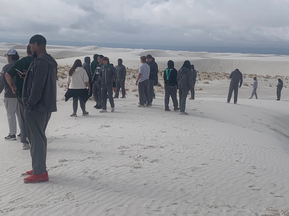 CoachKelleyLee's tweet photo. Great walk through at White Sands National Park now onto Silver City to play the Chile Bowl! https://t.co/0TAPFIaWdE