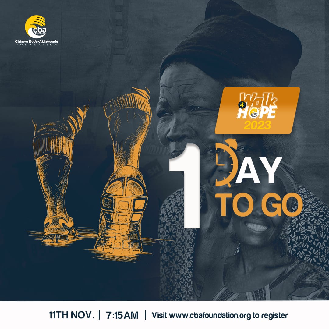 cbodeakinwande's tweet photo. One last day to go! 💃💃💃💃💃

Let's go on this amazing journey of love to brighten the lives of underprivileged widows in our society.​ Visit link in bio for more info and to register.​
#Walk4Hope2023 #CBAFoundation #BlackAndYellow https://t.co/uKVb9GTW06