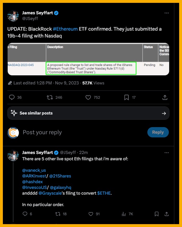 Nhat Anh Crypto (@nhatanhcrypto) on Twitter photo 💥BOOOM! 💥
🔥🔥🔥 BLACKROCK ĐỆ ĐƠN ETHEREUM SPOT ETF, hàng loạt công ty khác cũng đệ đơn điều chỉnh quỹ Ethereum Trust và Ethereum Spot ETF. (Source <a href="/JSeyff/">James Seyffart</a>) 💥BOOOM! 💥
🔥🔥🔥 BLACKROCK ĐỆ ĐƠN ETHEREUM SPOT ETF, hàng loạt công ty khác cũng đệ đơn điều chỉnh quỹ Ethereum Trust và Ethereum Spot ETF. (Source <a href="/JSeyff/">James Seyffart</a>)