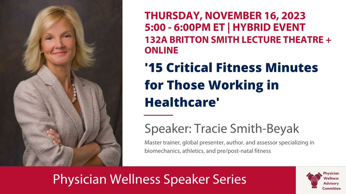 In-Person &amp; Online: Join us for the 2nd annual speaker series on healthcare professional wellness:  15 Critical Fitness Minutes for Those Working in Healthcare. All are welcome! 

🗓️Thurs. Nov 16  ⏰ 5 - 6 PM 
Registration is required: healthsci.queensu.ca/opdes/programs…
