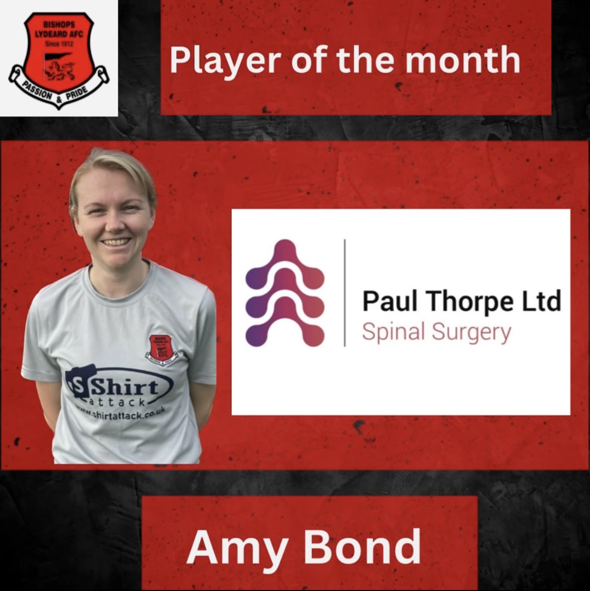 LydeardLadiesFC's tweet photo. 🔴⚫️ October POTM ⚫️🔴

Reserves this month is BONDO
This gal is on fire! Her performances have been consistent Not only that, but She also knows how to lift her teammates spirits with her constant encouragement and support. Talk about an incredible team player!
@AmyBond1 #BLAFC https://t.co/NC52LfQHUW
