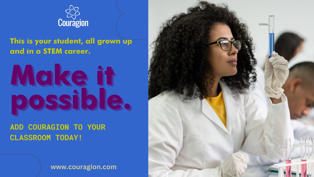Couragion is a STEM Learning Platform for the classroom. It's the perfect way to engage students in STEM, inspiring them for the future. Role models provide students with real problems, and students can apply STEM concepts they learn in class.
Learn more: ow.ly/QHSB50Q69BQ