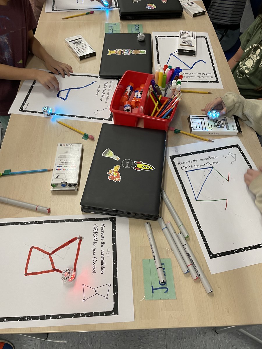 acpslearntech's tweet image. Third graders exploring ancient Greece and constellations with Ozobots at Ivy Elementary School.