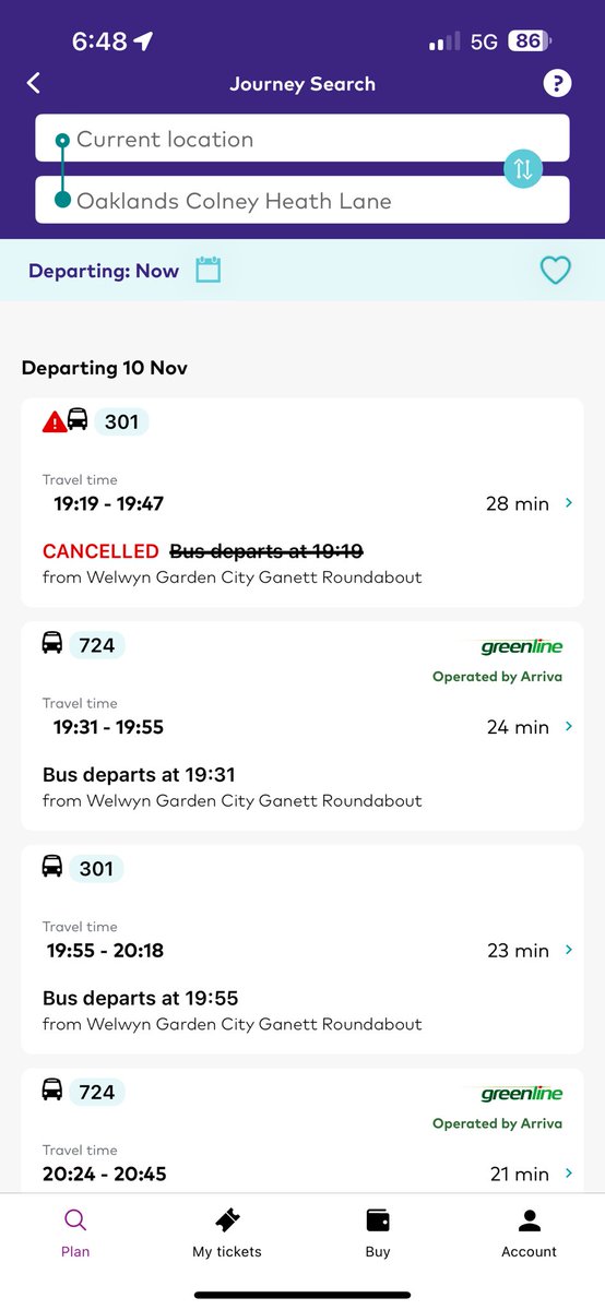 benge's tweet photo. @arrivaessex the 301 from Welwyn Garden city to St Albans didn’t run, wasn’t cancelled just didn’t show. Now the next 301 is cancelled too. Why is this service so constantly awful? I rely on it to get to work as a support worker and I am constantly late. https://t.co/V1nO05VHVw