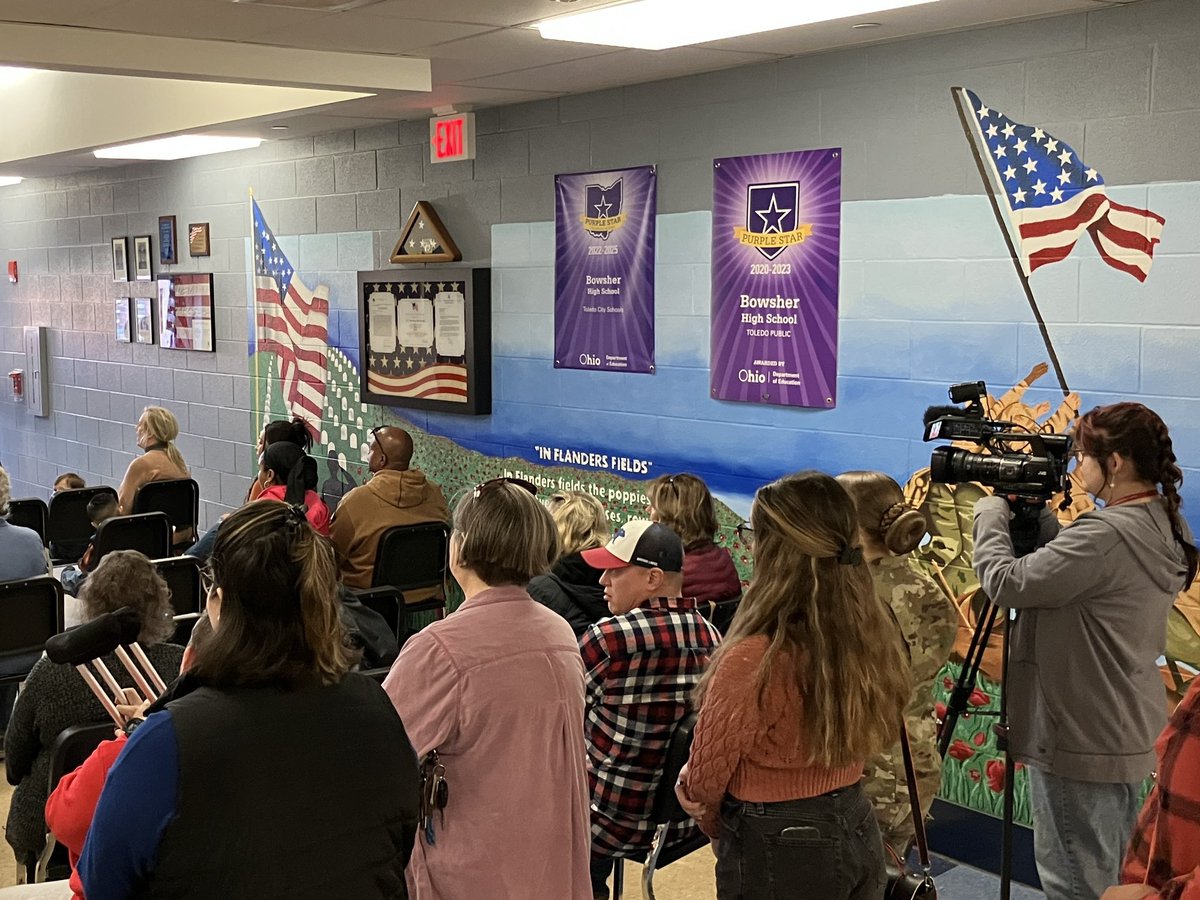 Bowsher High School’s Veterans Day program included the unveiling of an Honor Wall dedicated to Bowsher grads who have served in the U.S. Armed Forces. #TPSProud