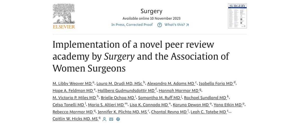 Isabella Faria, MD (@isabellaxfaria) on Twitter photo 🔥Our new <a href="/WomenSurgeons/">WomenSurgeons</a> article on peer review is just out
Mentees’ confidence improved for confidence in peer review, study novelty, study design, analytic approach, and review formatting (P≤.02)
Mean peer review quality increased (P=.02)
🔗 full: bit.ly/peerreviewacad 🔥Our new <a href="/WomenSurgeons/">WomenSurgeons</a> article on peer review is just out
Mentees’ confidence improved for confidence in peer review, study novelty, study design, analytic approach, and review formatting (P≤.02)
Mean peer review quality increased (P=.02)
đź”— full: bit.ly/peerreviewacad