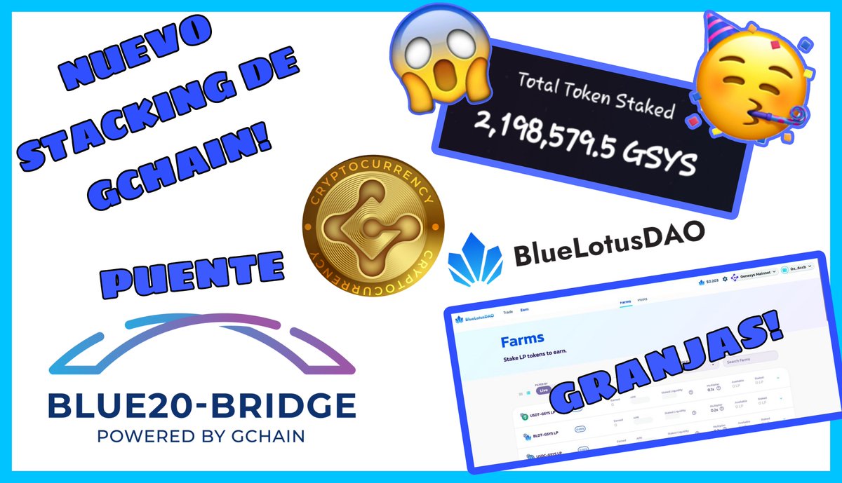 Luis63597090's tweet photo. Como hacer #stacking de Genesys Chain #Farming y #Blue20 Brige #BlueLot... https://t.co/FCyPqQvJ1R a través de @YouTube https://t.co/cqBmvMucs6