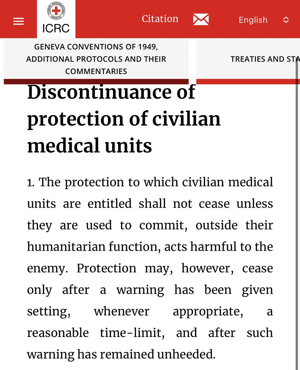 <a href="/MarioNawfal/">Mario Nawfal</a> With all the due respect to personal opinions, Geneva Convention (international law) clearly states when it is OK to target hospitals:
