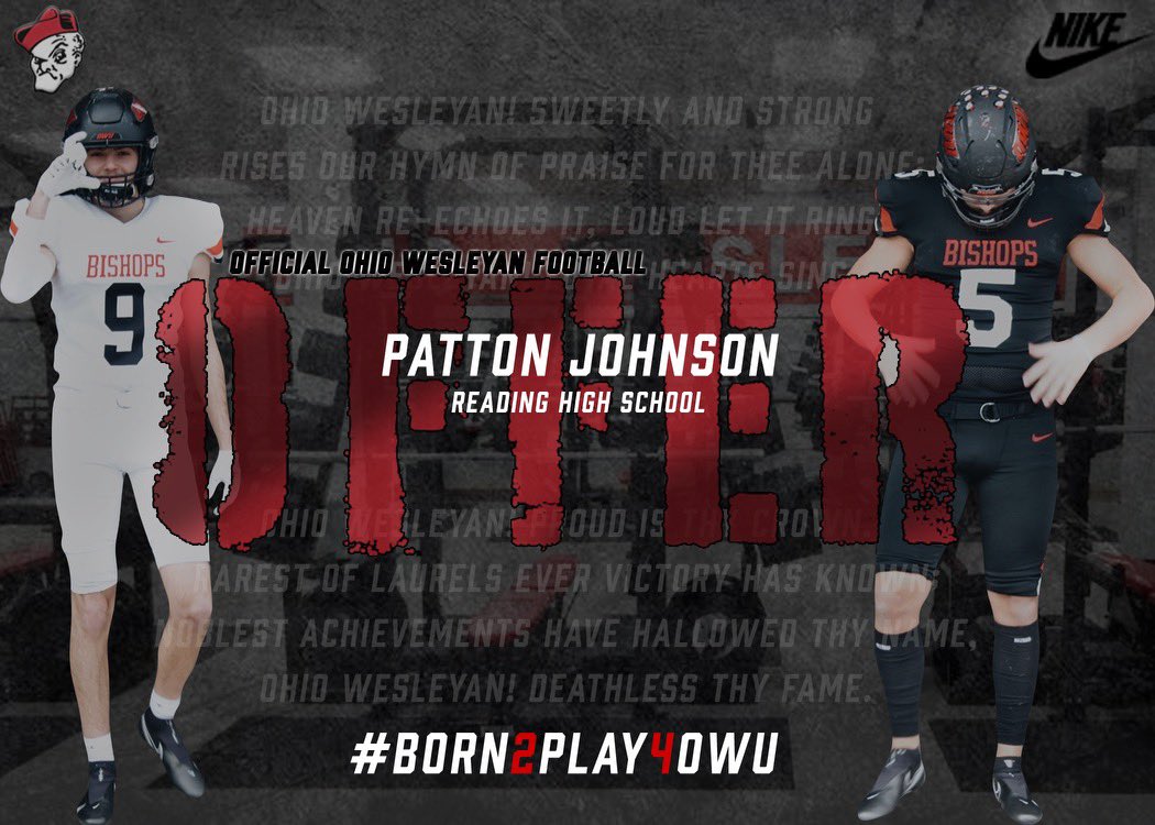 Johnson5Patton's tweet photo. Blessed to receive my 3rd offer from OWU!! #rollshops @Ted_Houlihan @OWUBishopFB @LukeCripe https://t.co/1Y56WMT2xV