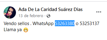 Ya ando muy molesto...

Para llegar a la tal "Ada de la Caridad Suárez Dias", que vende de todo y para el "bien de todos", basta con llegar a "Lyhee Diaz Borges", que como pueden ver EXISTE!!!

Buen provecho!!!