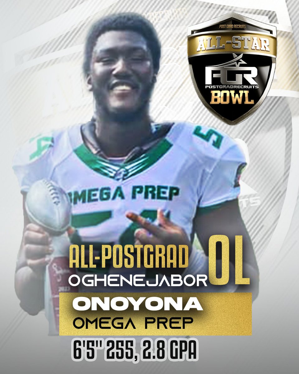 MEET ALL-POSTGRAD <a href="/OgheneJabor1/">OgheneJabor Onoyona</a> of <a href="/RecruitBulldogs/">Omega Prep Academy</a>  &amp;OL for #TeamUnderated 
hudl.com/profile/201851…