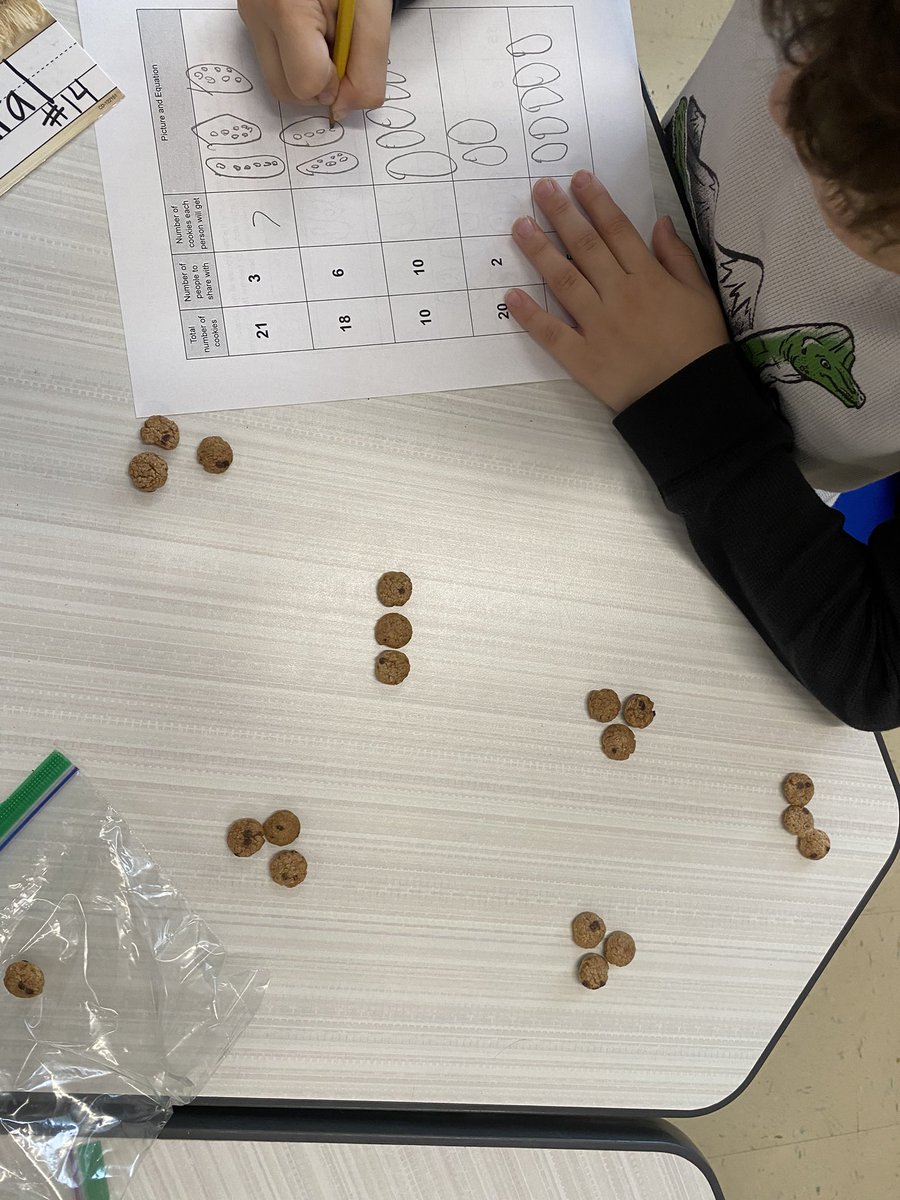 Learning about division using cookies. Yum!!!! 🍪